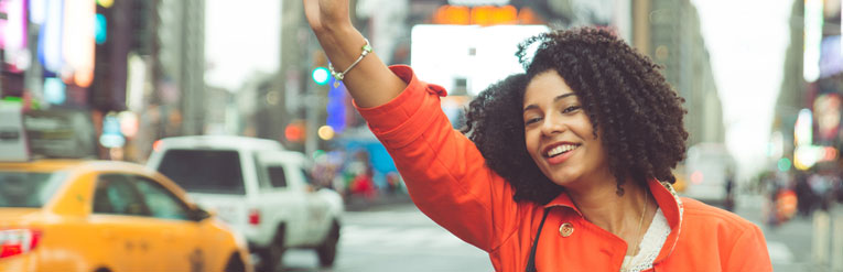 woman calling a cab