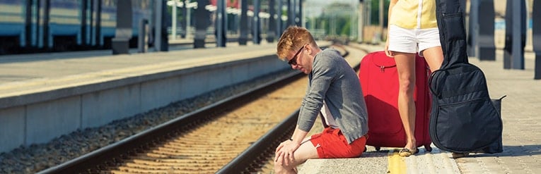 man on train station