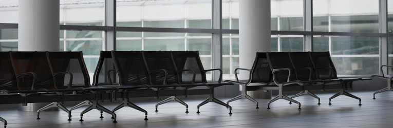 Empty airport chairs