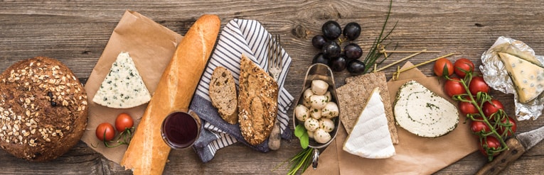 Cheese board with bread 