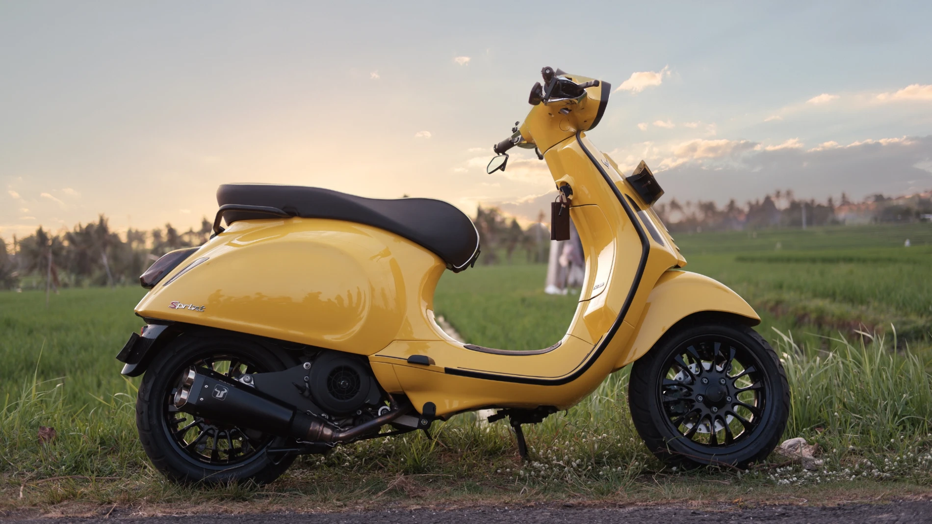 yellow scooter in bali