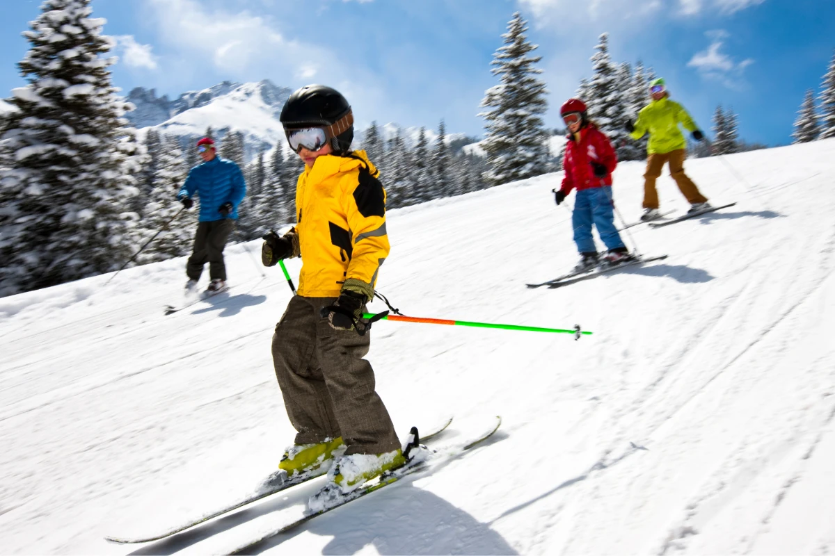 family skiing